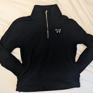 Victorias Secret PINK Womens Long Sleeve Black Quarter Zip